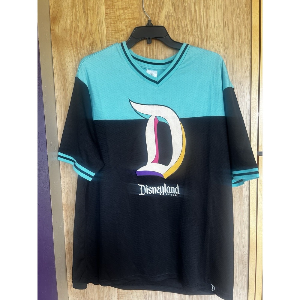 Disney Parks Disneyland Resort Icon D Logo Color Block Baseball Jersey Sz L